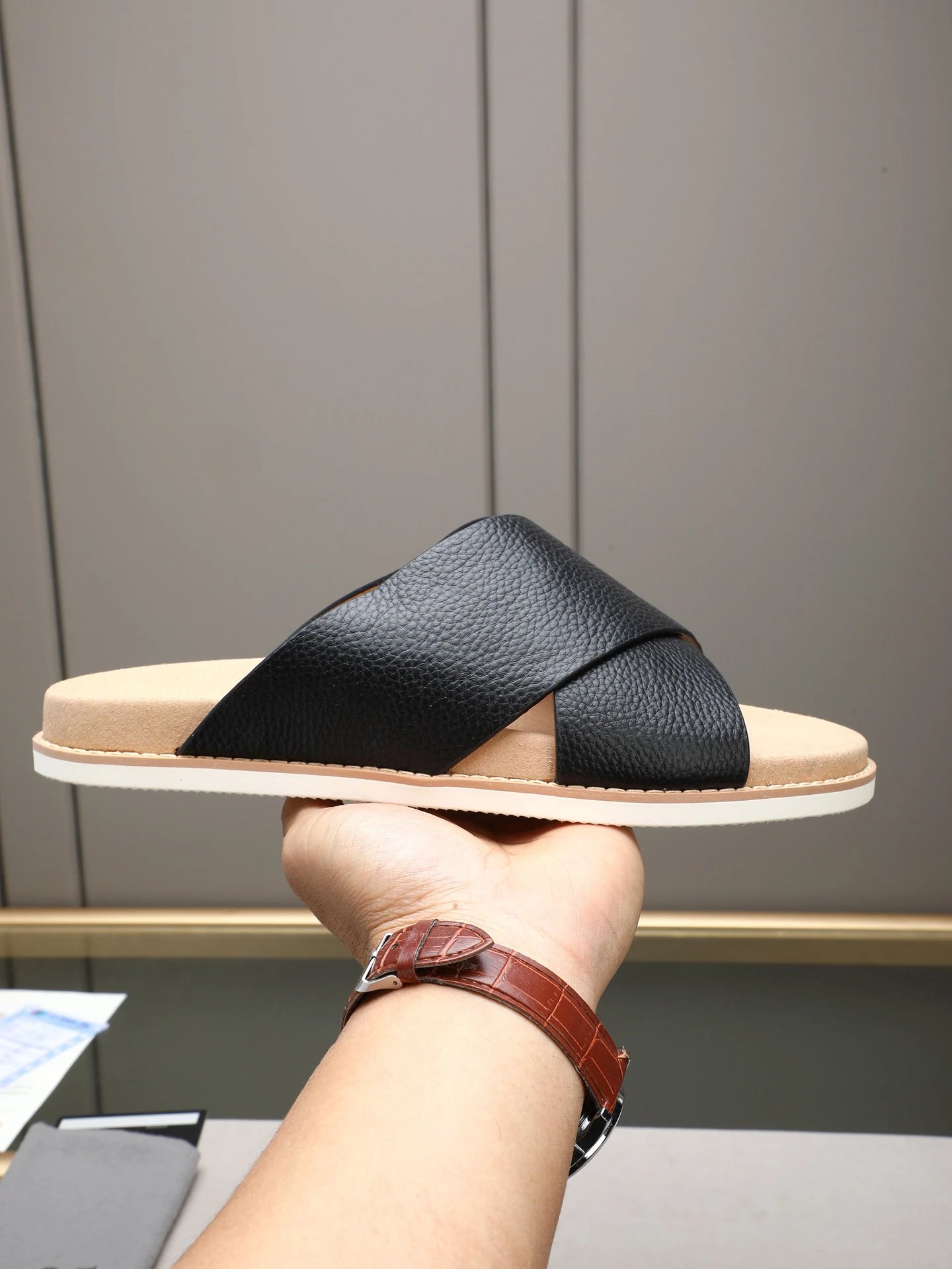 Brunello Cucinelli slides gray