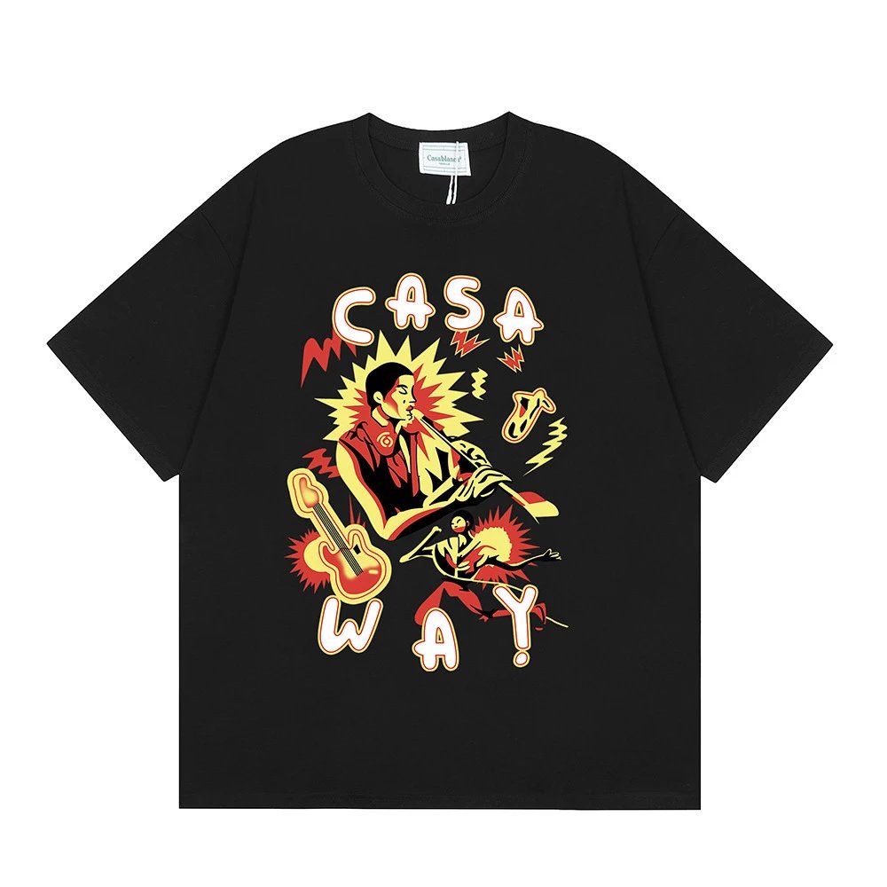 Casablanca graphic print black T-shirt in casual streetwear style - Image 18
