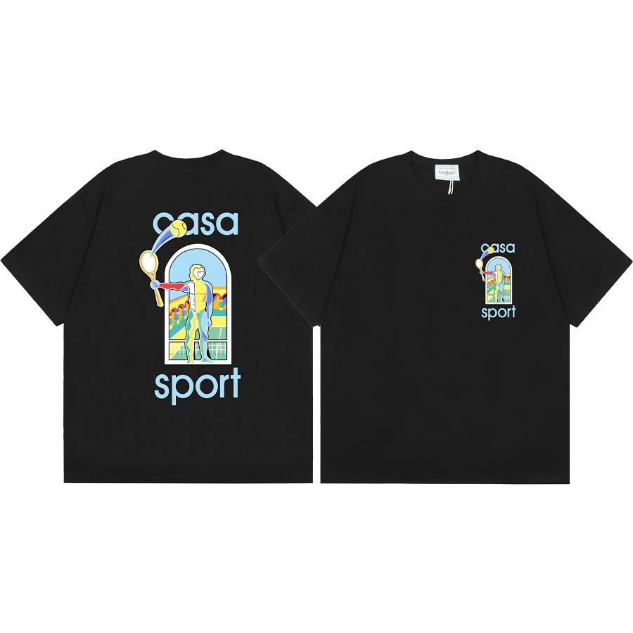 Casablanca graphic print black T-shirt in casual streetwear style - Image 36