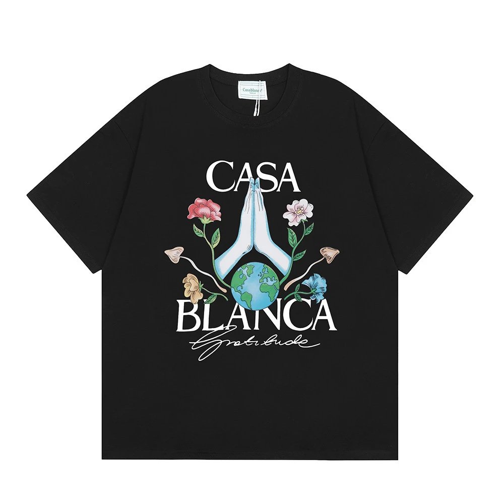 Casablanca graphic print black T-shirt in casual streetwear style - Image 38