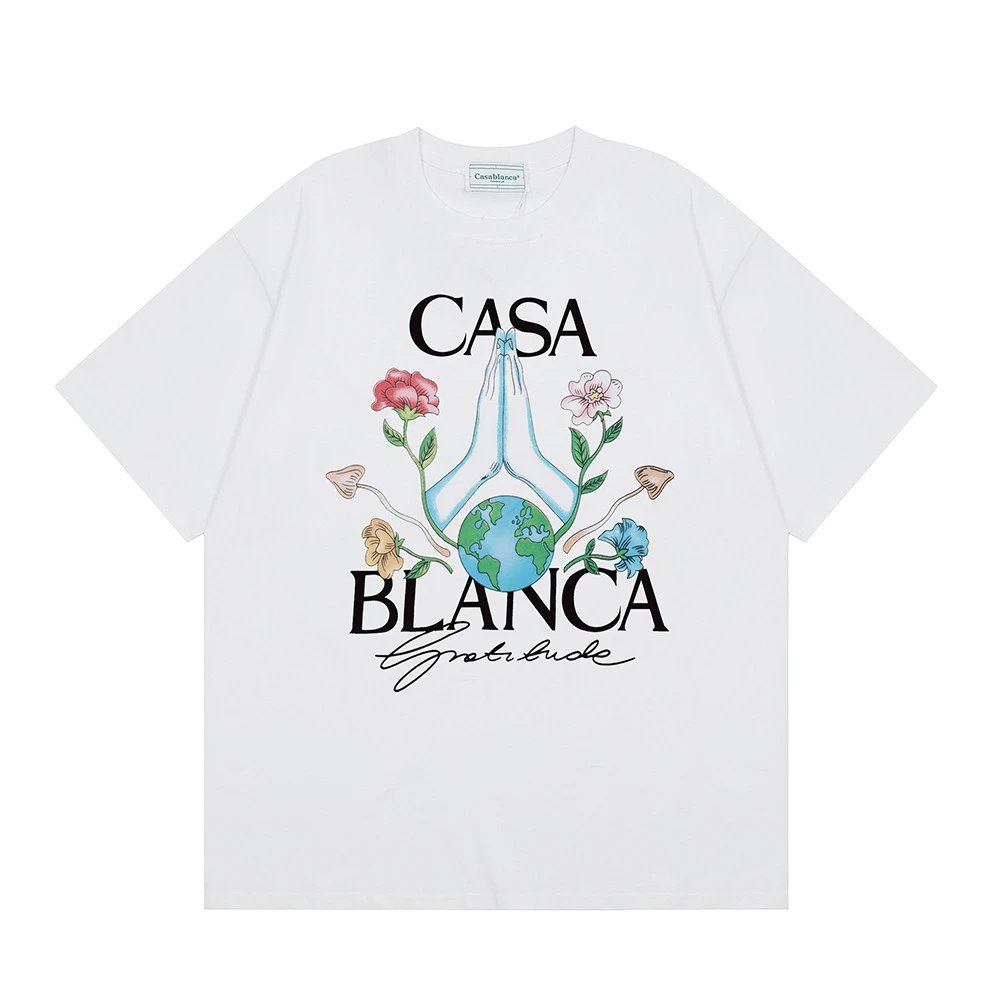 Casablanca graphic print black T-shirt in casual streetwear style - Image 39