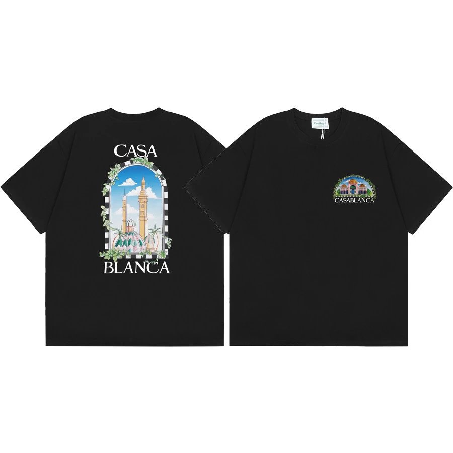 Casablanca graphic print black T-shirt in casual streetwear style - Image 40