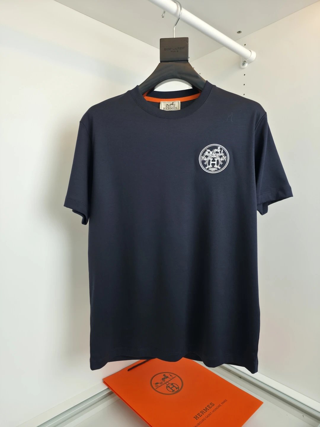 Hermes blue T-shirt in casual streetwear style