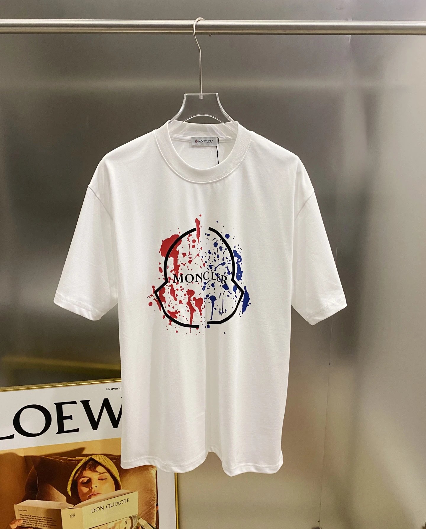 Moncler white T-shirt in casual streetwear style