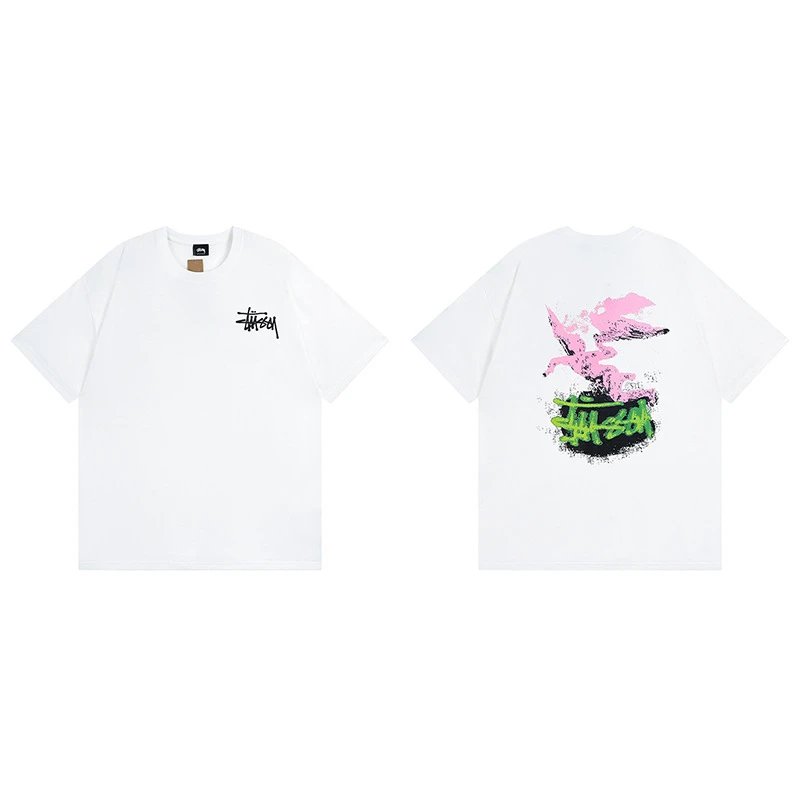 Stussy angel graphic green T-shirt in casual streetwear style - Image 11