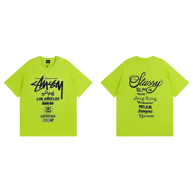 Stussy angel graphic green T-shirt in casual streetwear style - Image 30