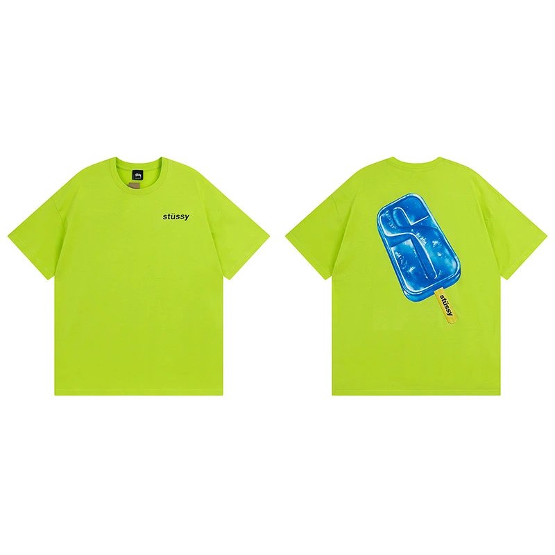 Stussy angel graphic green T-shirt in casual streetwear style - Image 8
