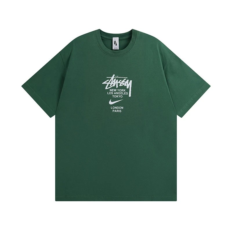 Stussy angel graphic green T-shirt in casual streetwear style