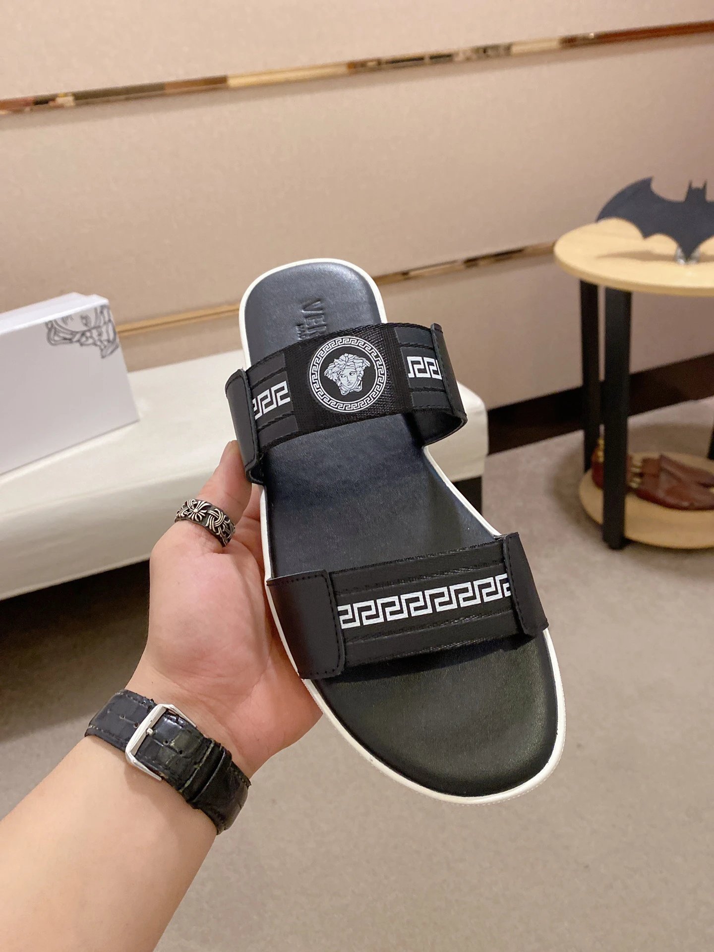 Versace slides gray