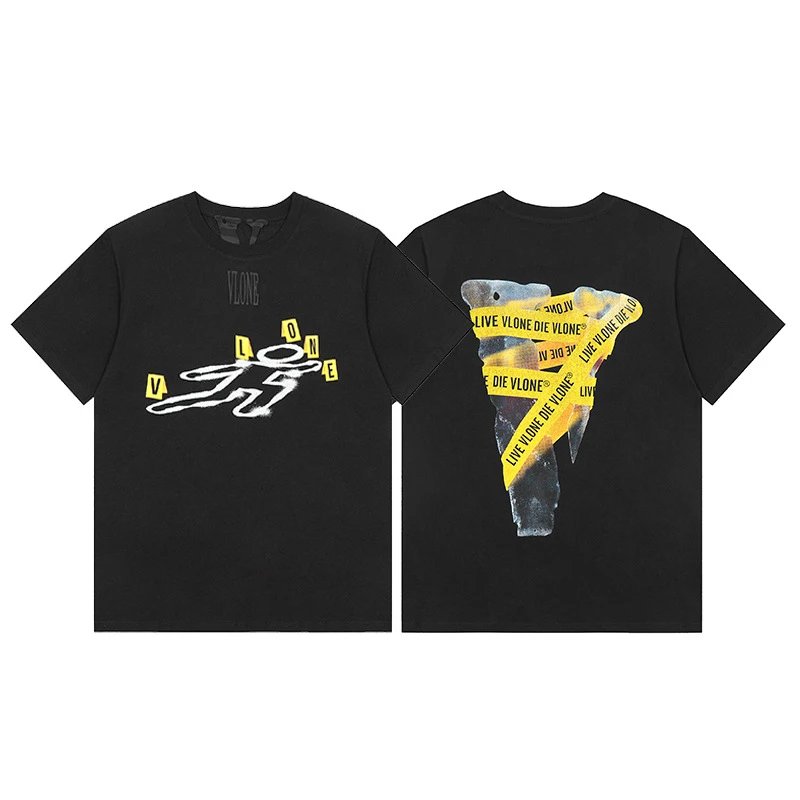 Vlone black T-shirt in casual streetwear style - Image 20