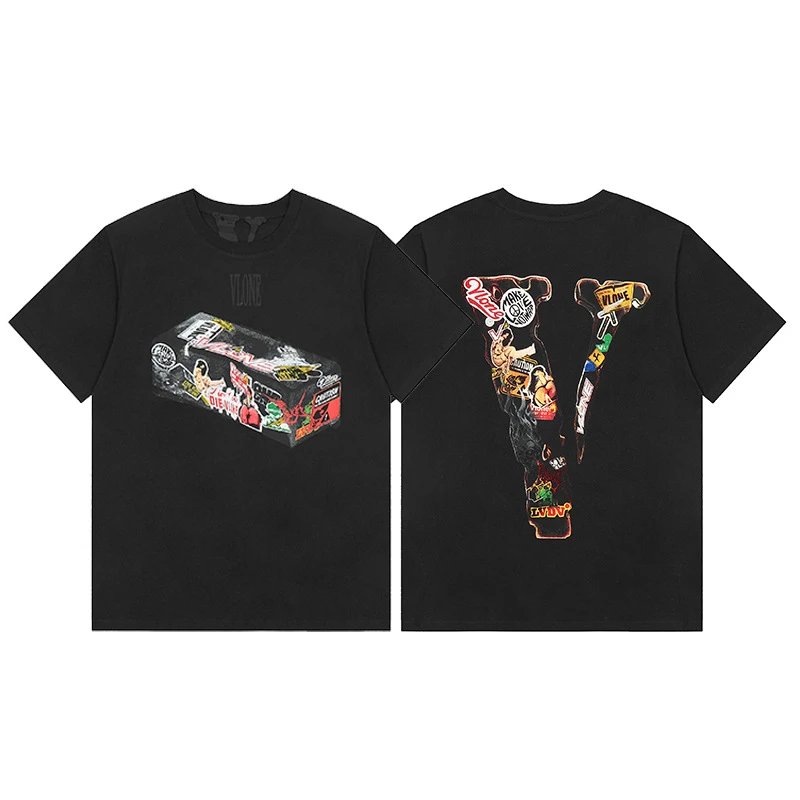 Vlone black T-shirt in casual streetwear style - Image 22