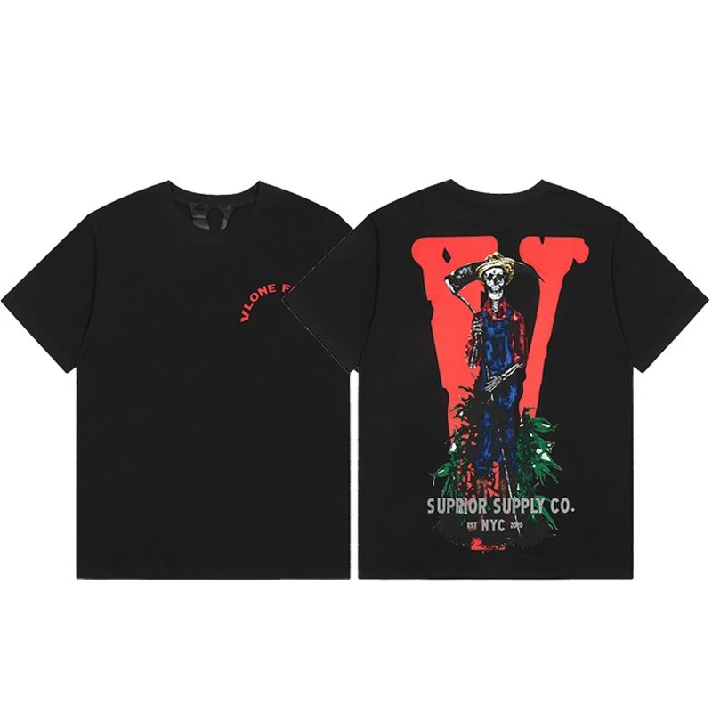 Vlone black T-shirt in casual streetwear style - Image 40