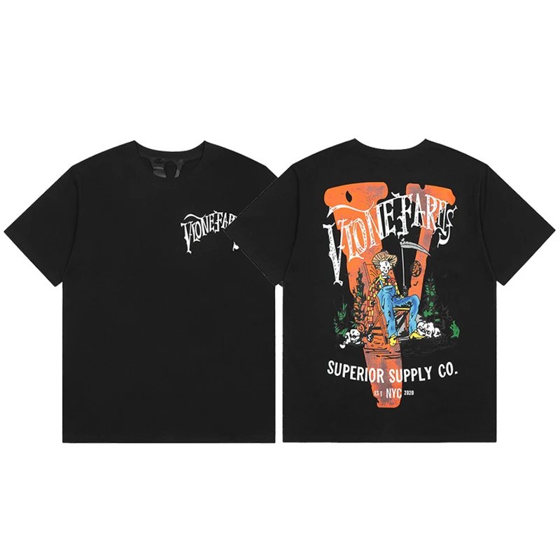 Vlone black T-shirt in casual streetwear style