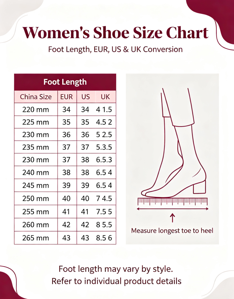 Women's Shoe Size Chart
