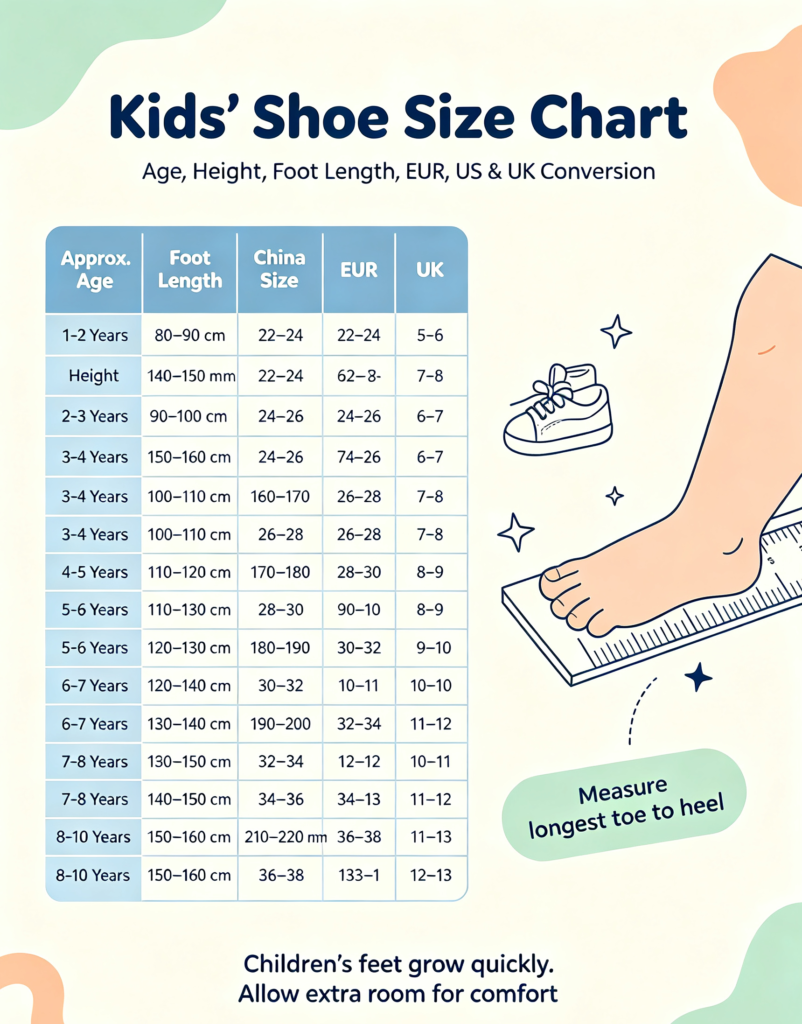 Children's Shoe Size Chart