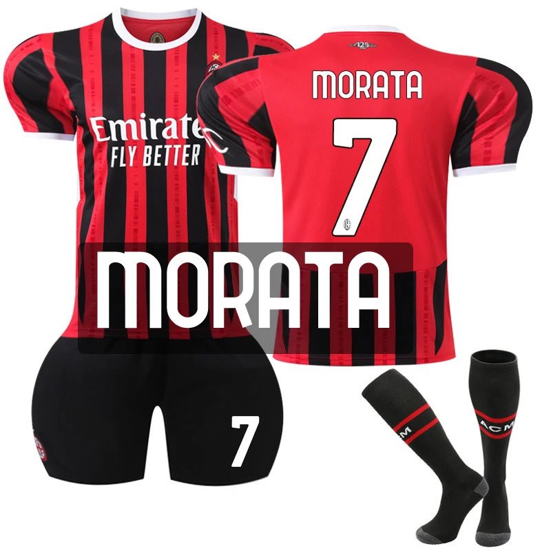 AC Milan red and black football jersey in retro sports style - Image 2
