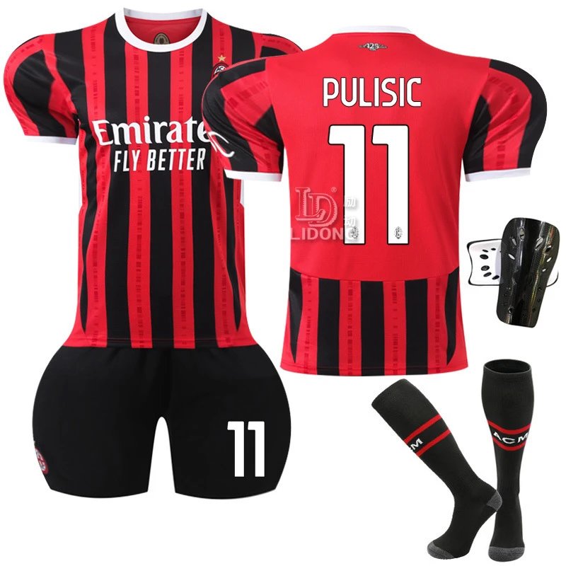 AC Milan red and black football jersey in retro sports style - Image 11