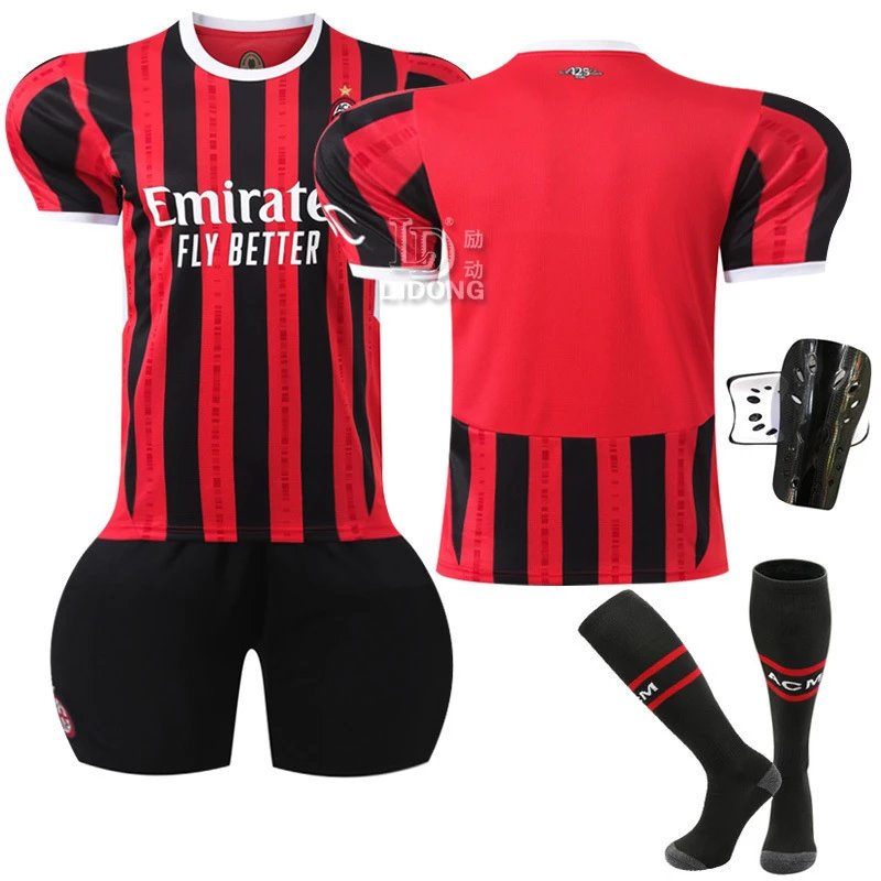 AC Milan red and black football jersey in retro sports style - Image 13