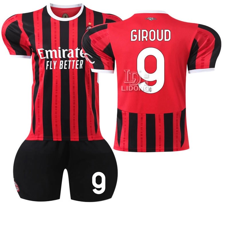 AC Milan red and black football jersey in retro sports style - Image 15