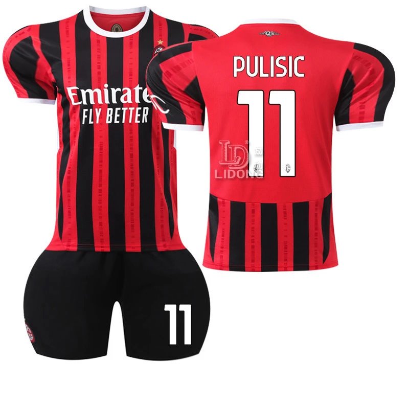 AC Milan red and black football jersey in retro sports style - Image 17