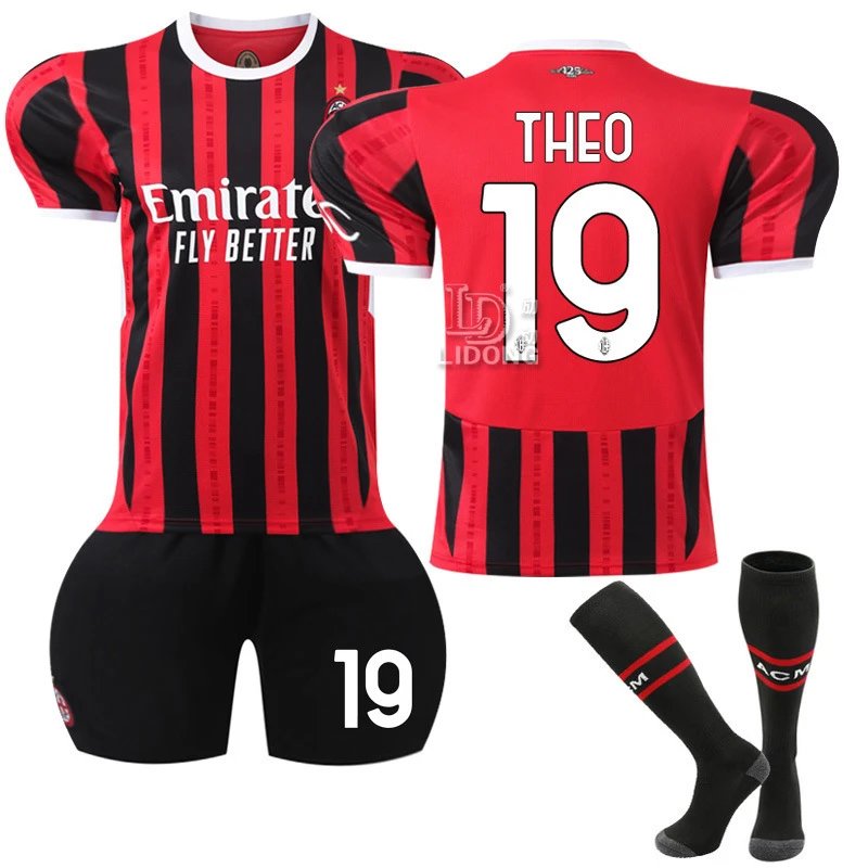 AC Milan red and black football jersey in retro sports style - Image 6