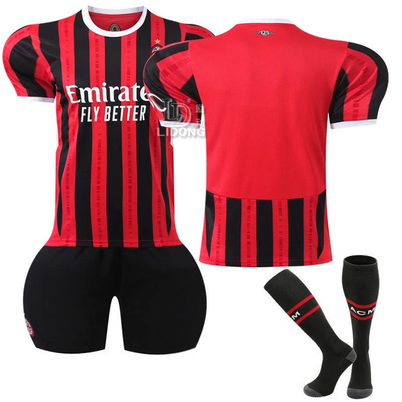 AC Milan red and black football jersey in retro sports style - Image 7