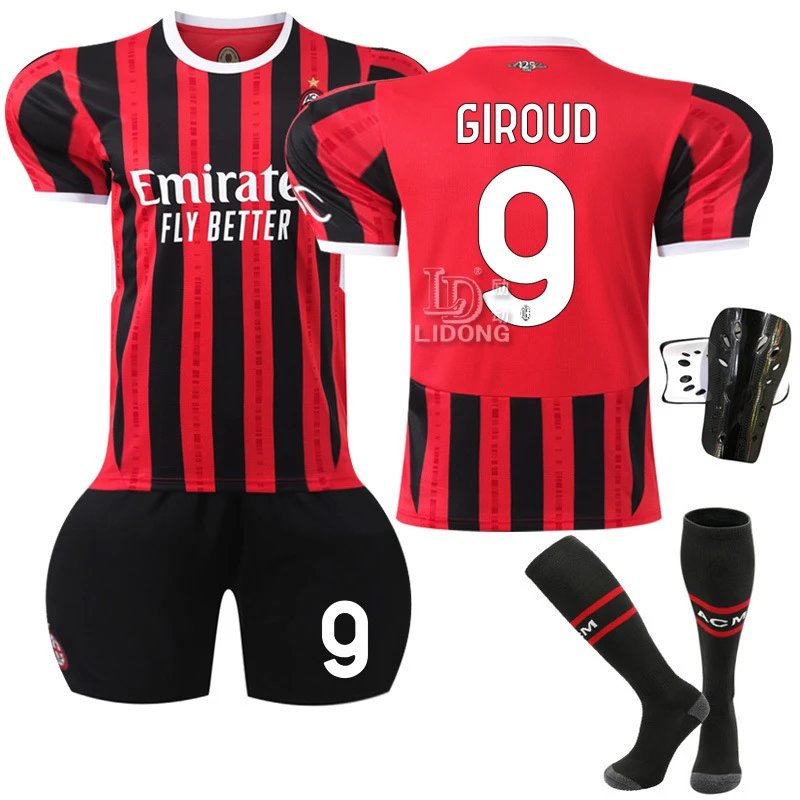 AC Milan red and black football jersey in retro sports style - Image 9