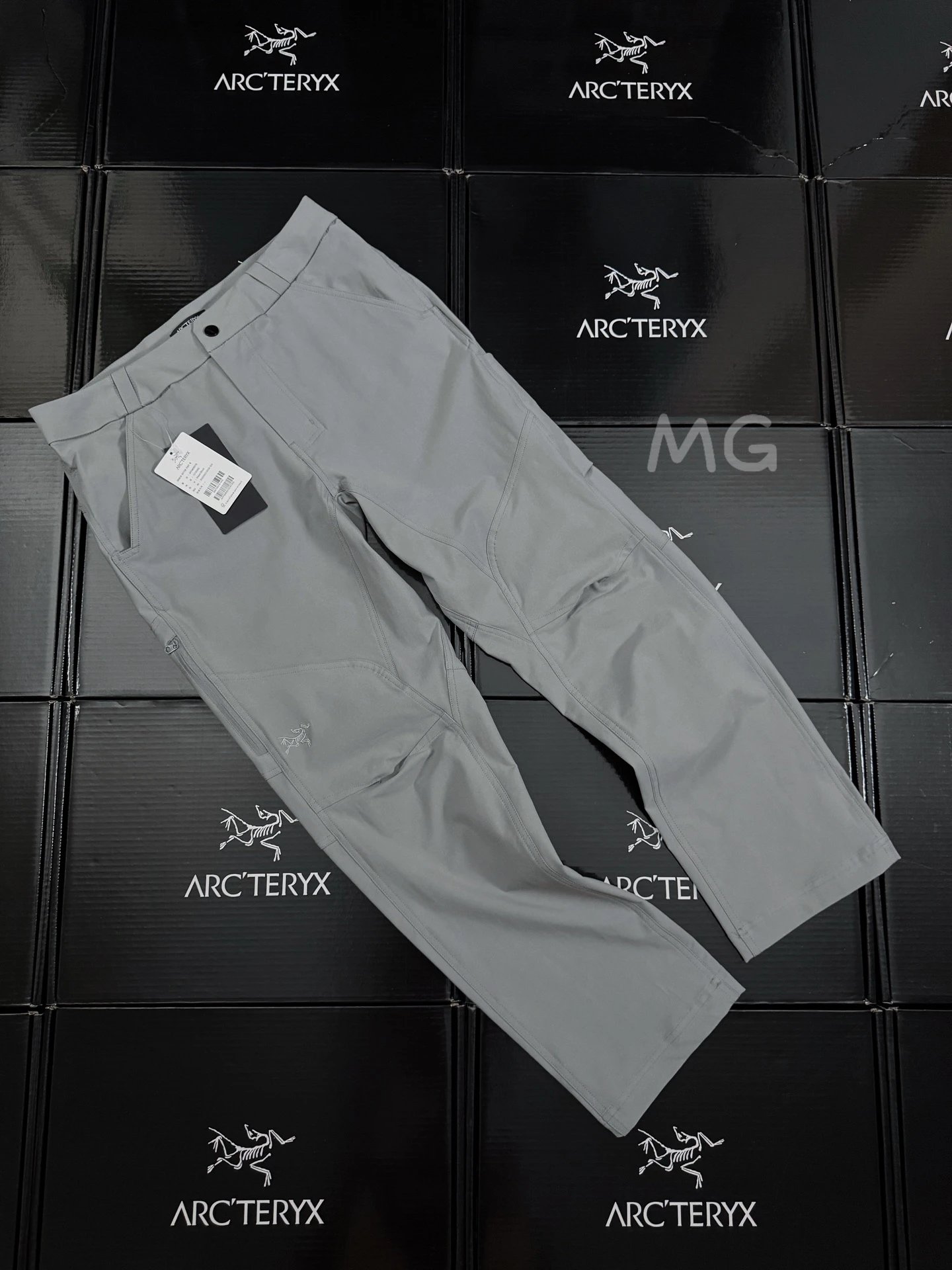 Arc'teryx gray outdoor pants in utility-inspired style