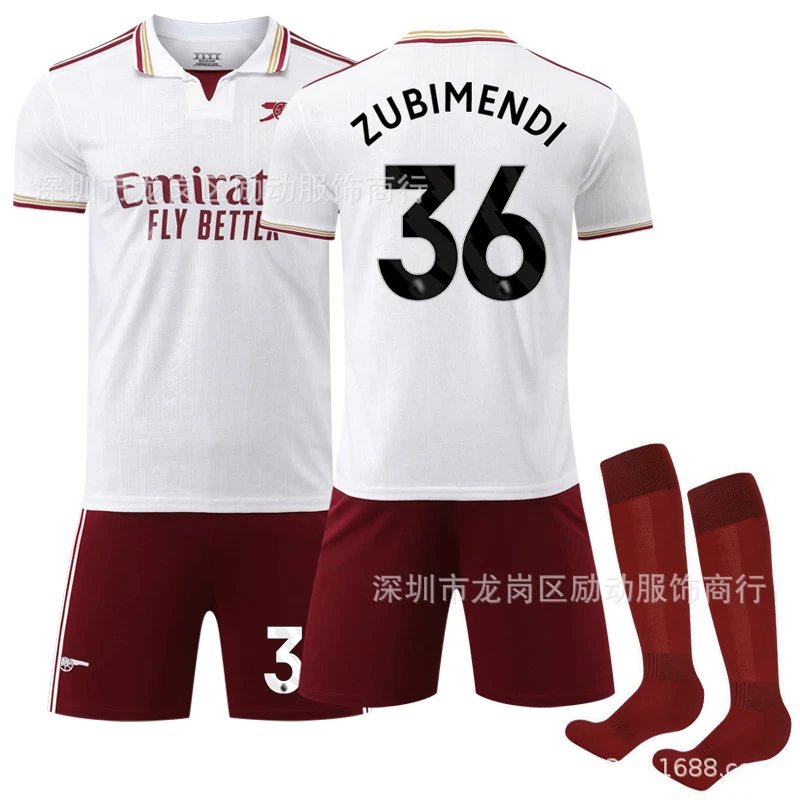 Arsenal white and red football jersey in retro sports style - Image 11