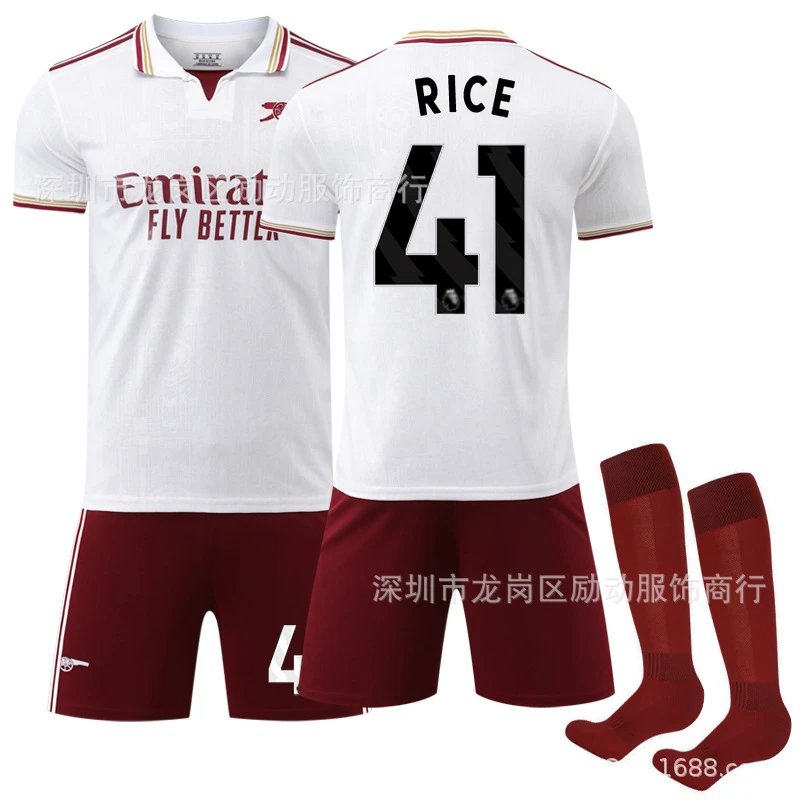 Arsenal white and red football jersey in retro sports style - Image 12