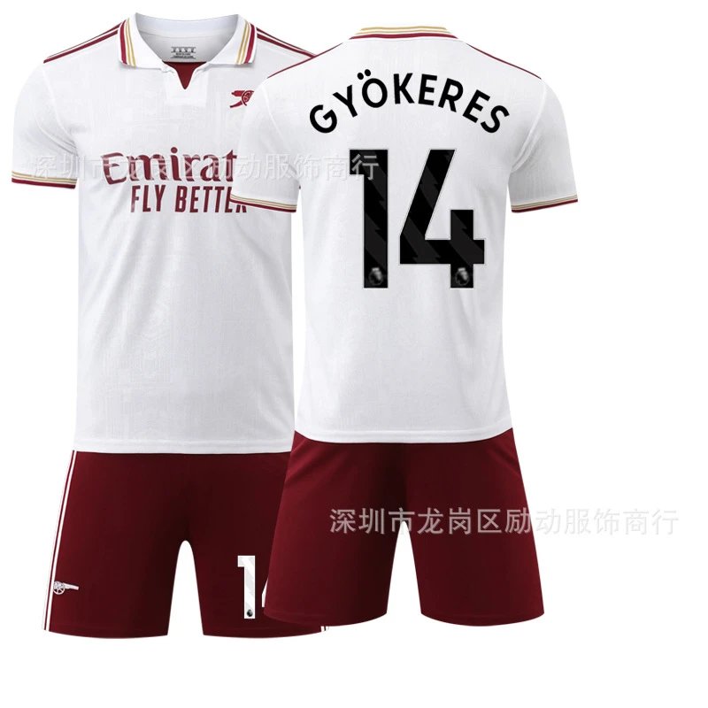 Arsenal white and red football jersey in retro sports style - Image 24