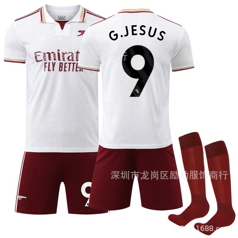 Arsenal white and red football jersey in retro sports style - Image 5