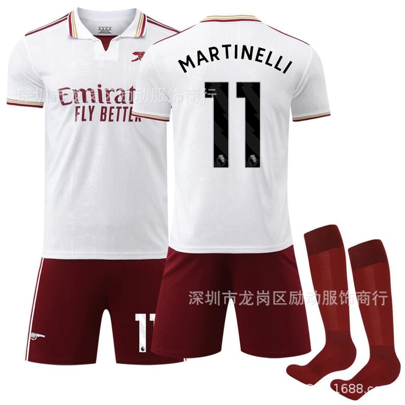 Arsenal white and red football jersey in retro sports style - Image 6