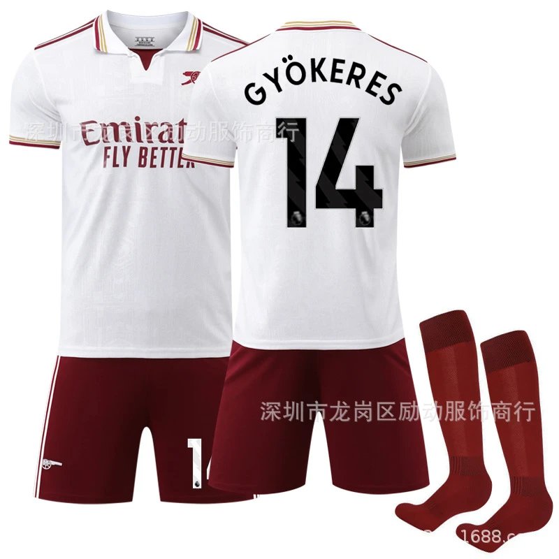 Arsenal white and red football jersey in retro sports style - Image 7