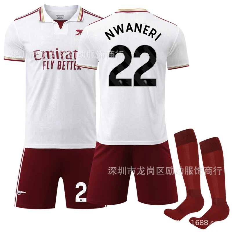 Arsenal white and red football jersey in retro sports style - Image 9