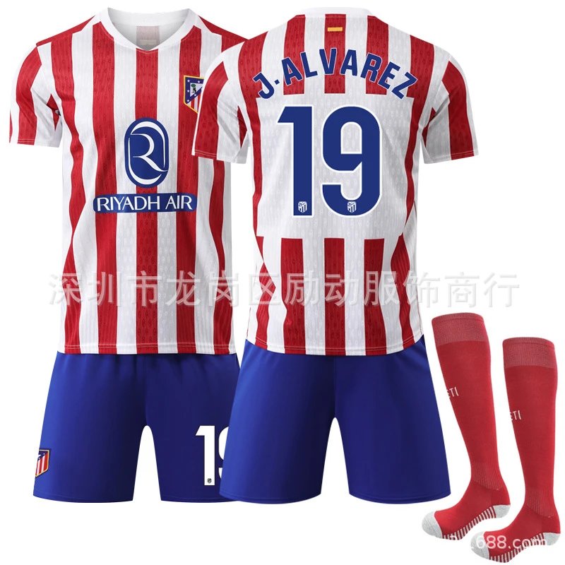 Atletico Madrid red football jersey in retro sports style - Image 3