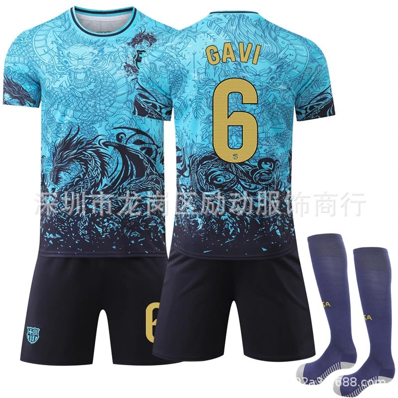 FC Barcelona blue football jersey in retro sports style - Image 2
