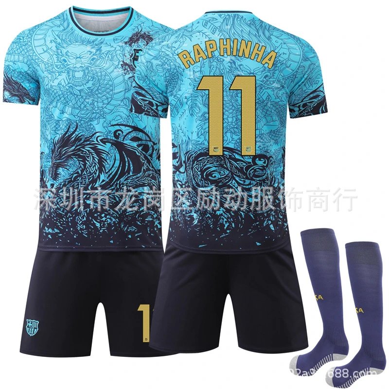 FC Barcelona blue football jersey in retro sports style - Image 7
