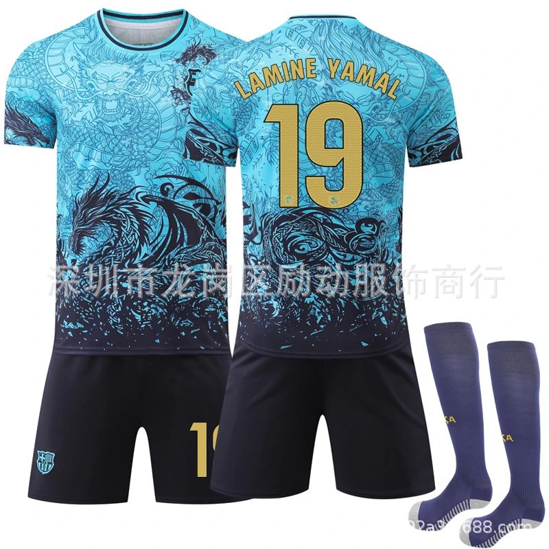 FC Barcelona blue football jersey in retro sports style - Image 8
