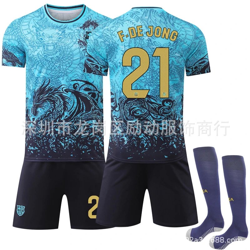 FC Barcelona blue football jersey in retro sports style - Image 10