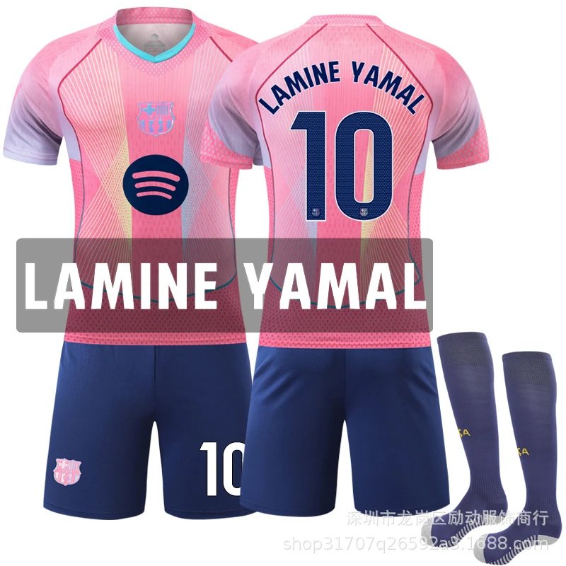 FC Barcelona pink football jersey in retro sports style - Image 2