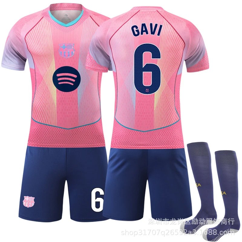 FC Barcelona pink football jersey in retro sports style - Image 3