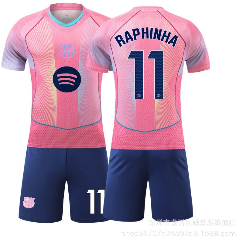 FC Barcelona pink football jersey in retro sports style - Image 24