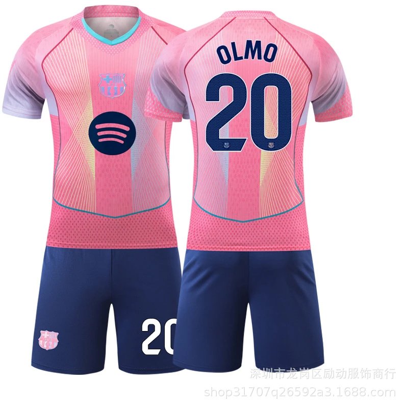 FC Barcelona pink football jersey in retro sports style - Image 25