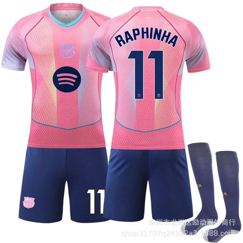 FC Barcelona pink football jersey in retro sports style - Image 7