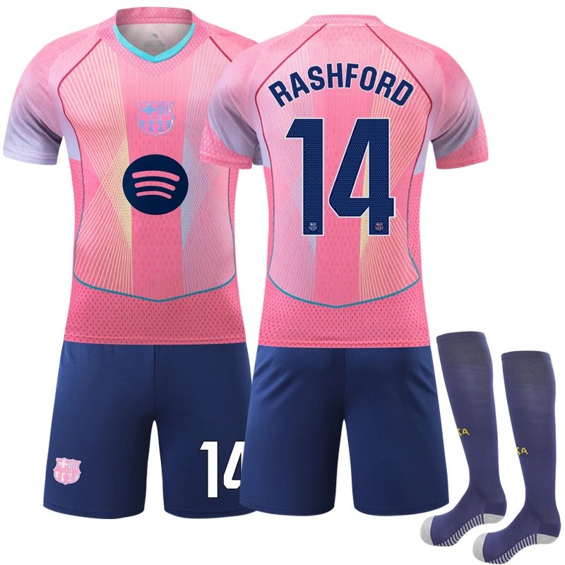 FC Barcelona pink football jersey in retro sports style - Image 8