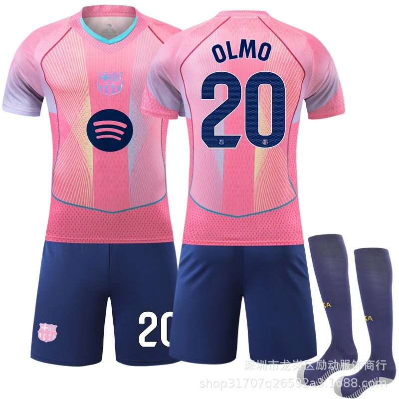 FC Barcelona pink football jersey in retro sports style - Image 9