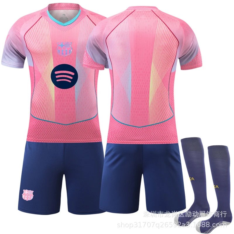 FC Barcelona pink football jersey in retro sports style - Image 10