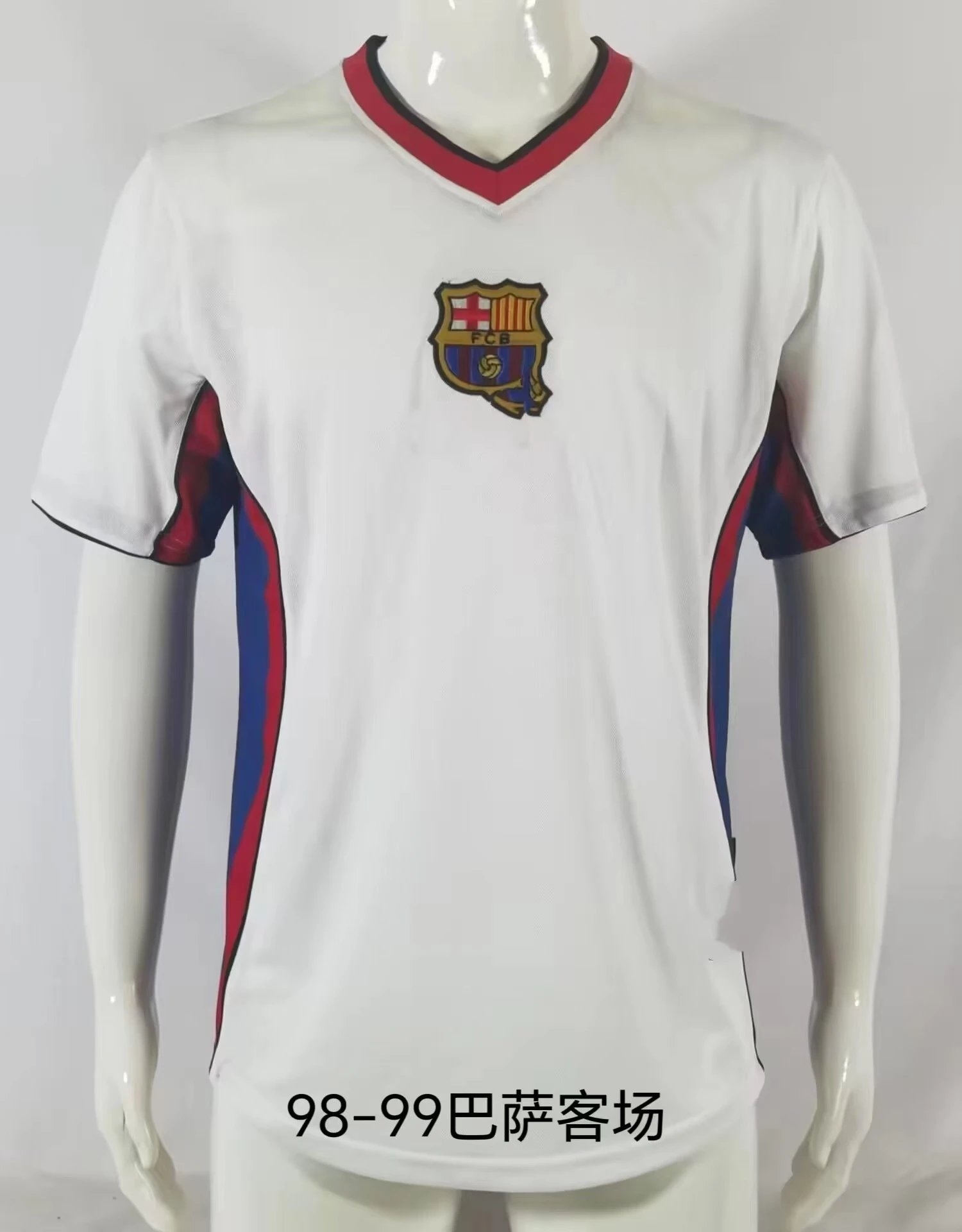FC Barcelona white football jersey in retro sports style - Image 25