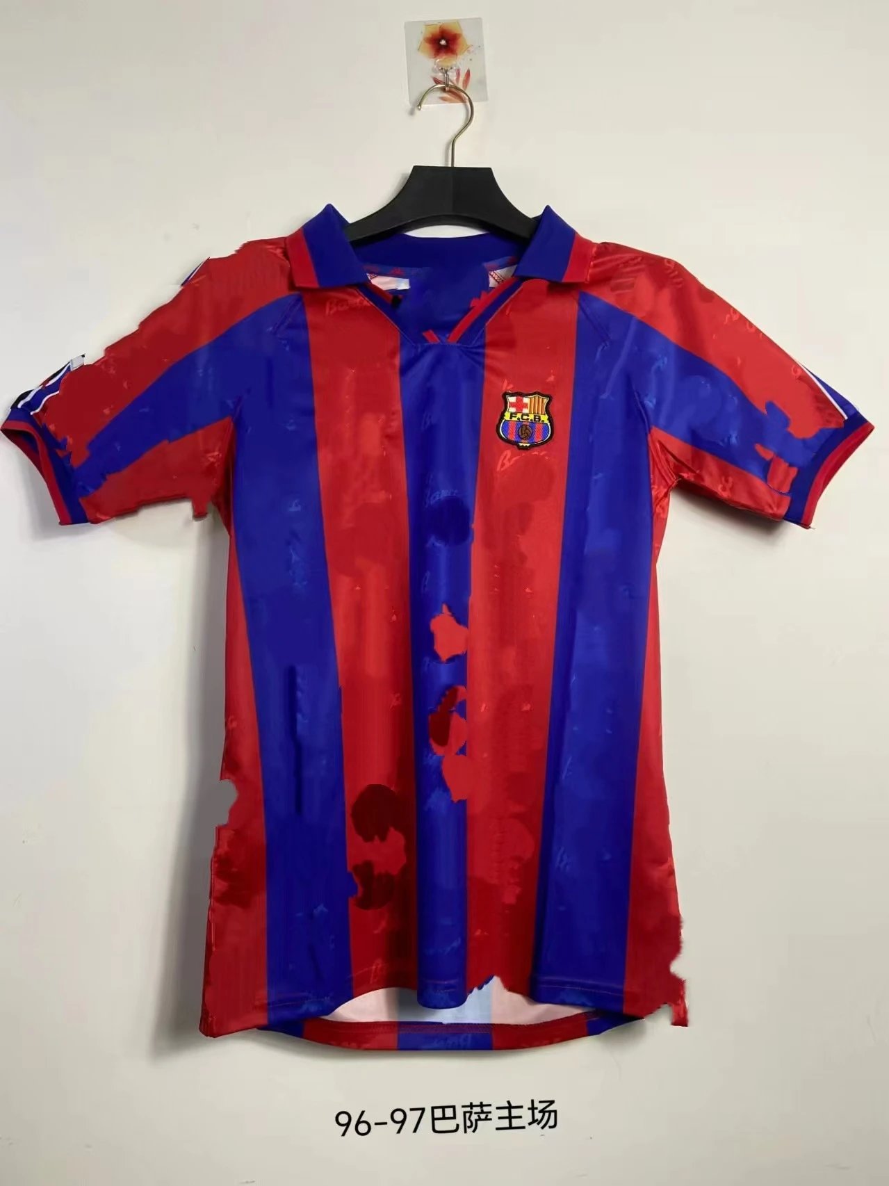 FC Barcelona white football jersey in retro sports style - Image 8
